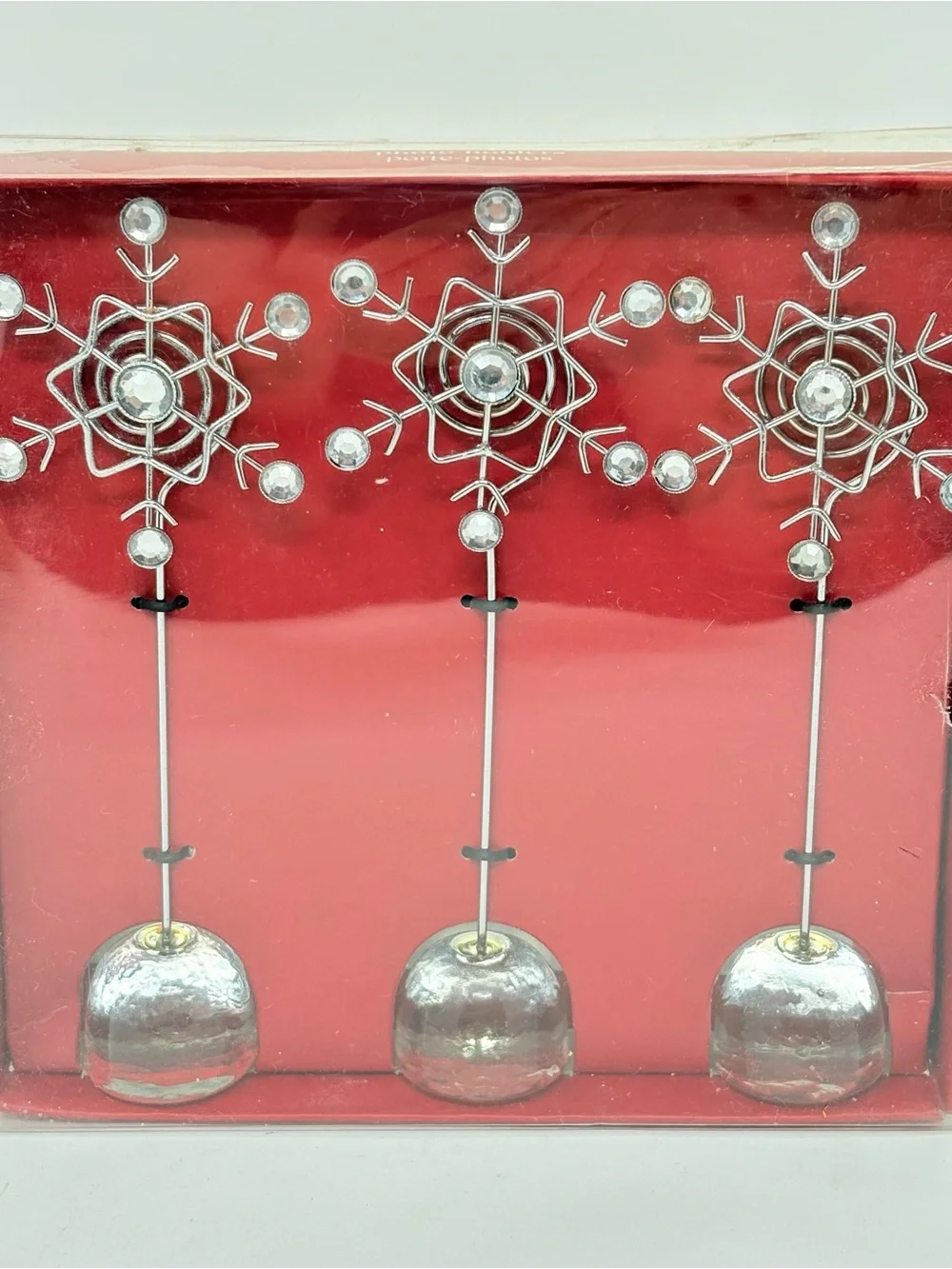 Pier 1 Imports Christmas Holiday Silver Snowflake Photo Holders New Set of 3